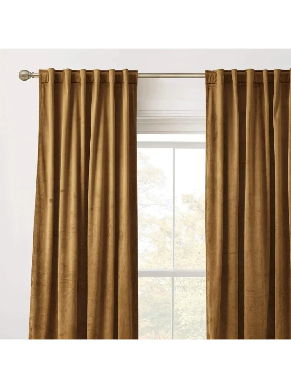 Luxurious Gold Brown Velvet Curtains for Living Room, 90